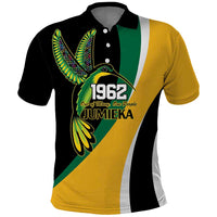 Jamaica Independence Day Personalized Polo Shirt Green and Yellow Tribal Hummingbird - Wonder Print Shop
