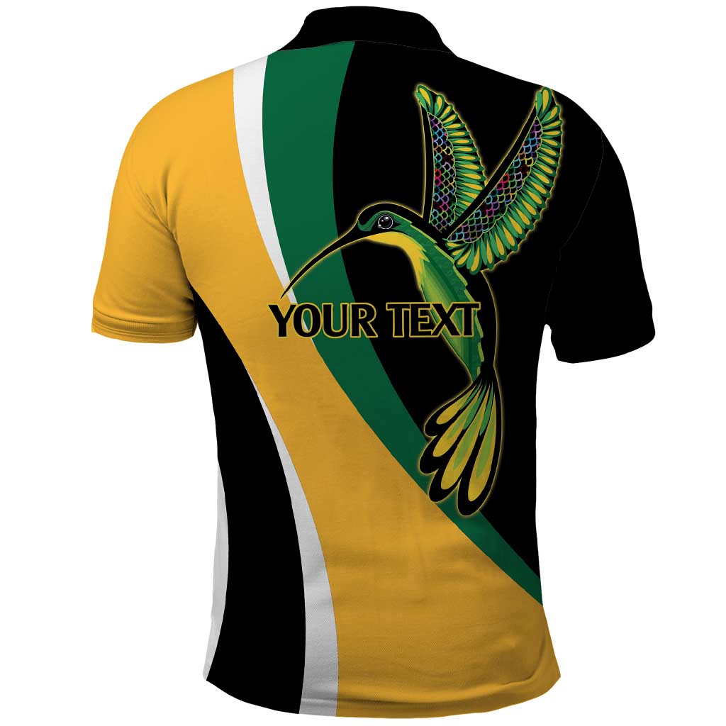 Jamaica Independence Day Personalized Polo Shirt Green and Yellow Tribal Hummingbird - Wonder Print Shop