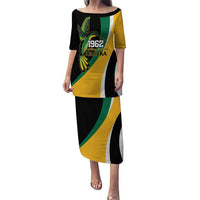 Jamaica Independence Day Personalized Puletasi Green and Yellow Tribal Hummingbird - Wonder Print Shop