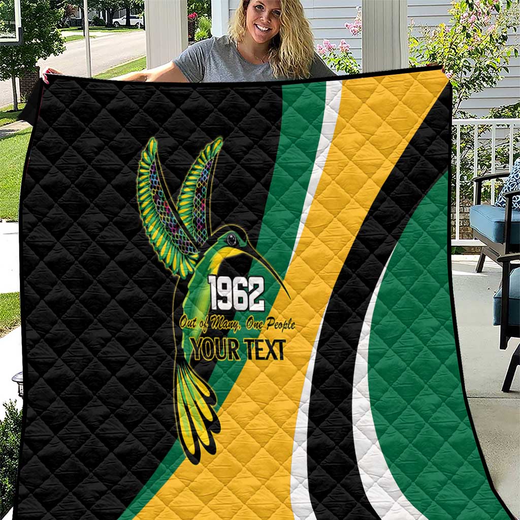 Jamaica Independence Day Personalized Quilt Green and Yellow Tribal Hummingbird - Wonder Print Shop