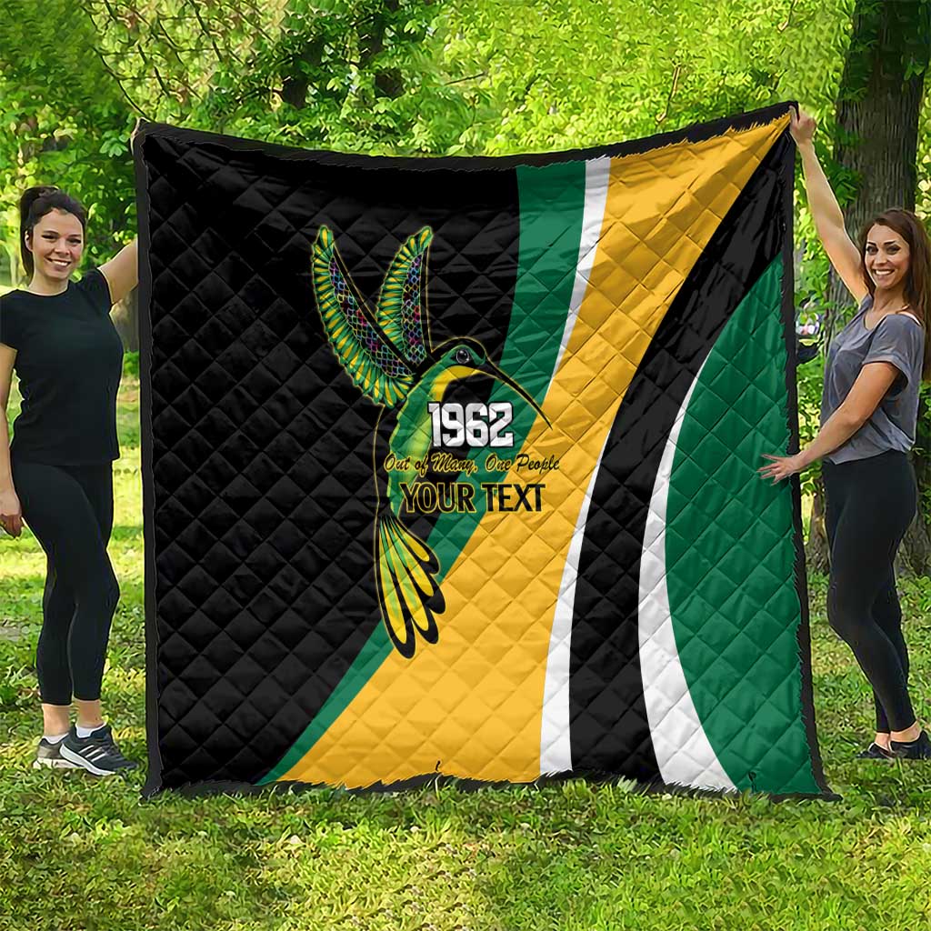 Jamaica Independence Day Personalized Quilt Green and Yellow Tribal Hummingbird - Wonder Print Shop
