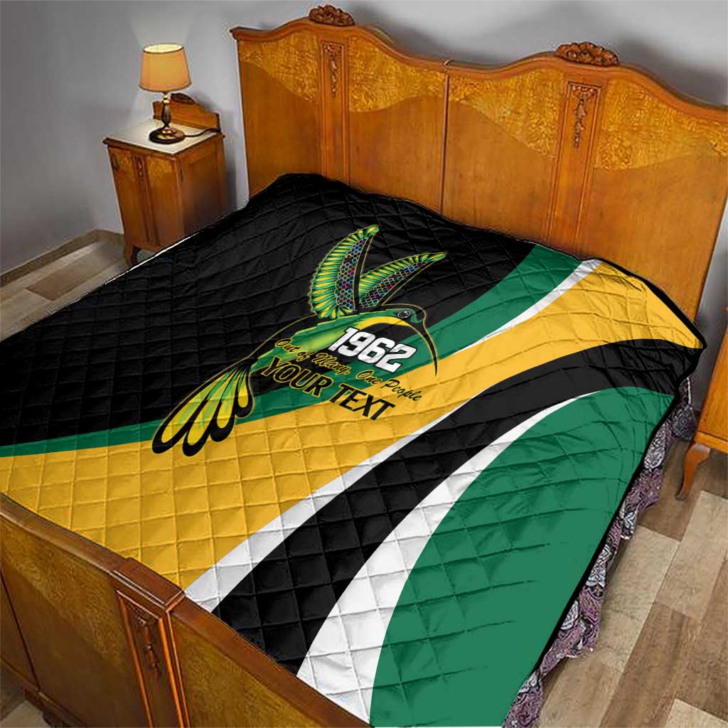 Jamaica Independence Day Personalized Quilt Green and Yellow Tribal Hummingbird - Wonder Print Shop