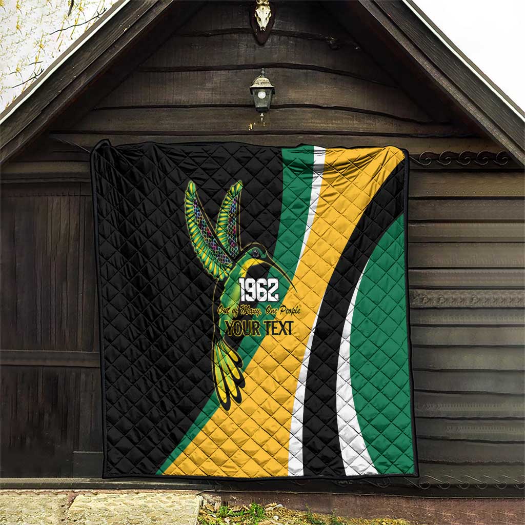 Jamaica Independence Day Personalized Quilt Green and Yellow Tribal Hummingbird - Wonder Print Shop