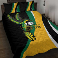 Jamaica Independence Day Personalized Quilt Bed Set Green and Yellow Tribal Hummingbird - Wonder Print Shop