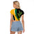 Jamaica Independence Day Personalized Raglan Cropped T Shirt Green and Yellow Tribal Hummingbird - Wonder Print Shop