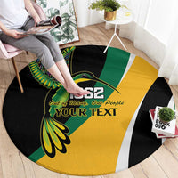 Jamaica Independence Day Personalized Round Carpet Green and Yellow Tribal Hummingbird - Wonder Print Shop