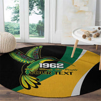 Jamaica Independence Day Personalized Round Carpet Green and Yellow Tribal Hummingbird - Wonder Print Shop