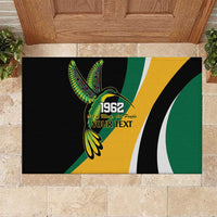 Jamaica Independence Day Personalized Rubber Doormat Green and Yellow Tribal Hummingbird - Wonder Print Shop