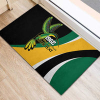 Jamaica Independence Day Personalized Rubber Doormat Green and Yellow Tribal Hummingbird - Wonder Print Shop