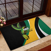 Jamaica Independence Day Personalized Rubber Doormat Green and Yellow Tribal Hummingbird - Wonder Print Shop