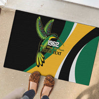 Jamaica Independence Day Personalized Rubber Doormat Green and Yellow Tribal Hummingbird - Wonder Print Shop