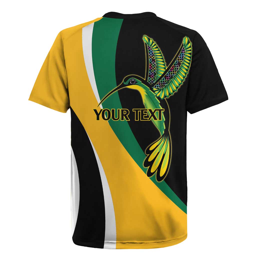 Jamaica Independence Day Personalized Rugby Jersey Green and Yellow Tribal Hummingbird - Wonder Print Shop