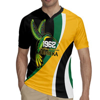 Jamaica Independence Day Personalized Rugby Jersey Green and Yellow Tribal Hummingbird - Wonder Print Shop