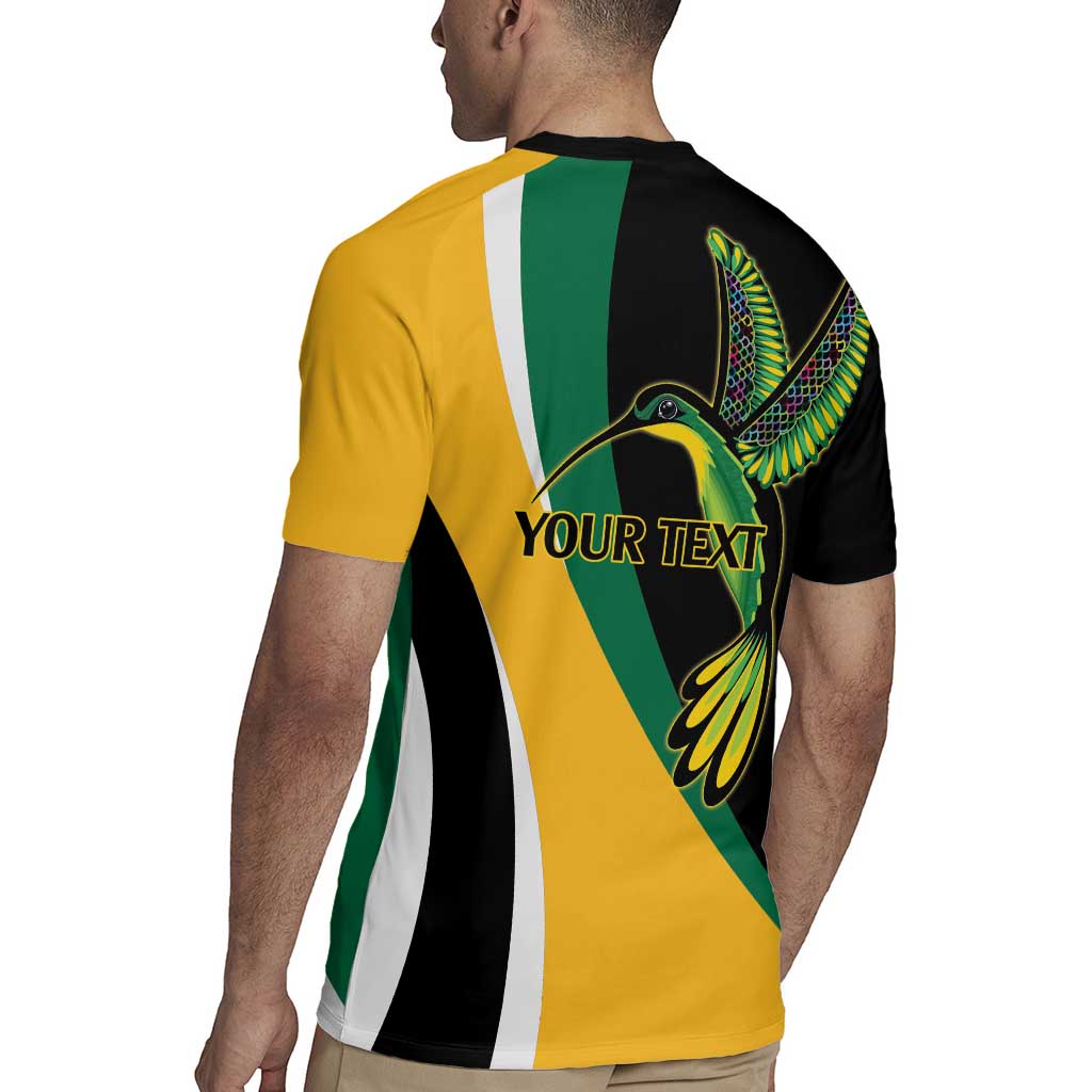 Jamaica Independence Day Personalized Rugby Jersey Green and Yellow Tribal Hummingbird - Wonder Print Shop