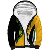 Jamaica Independence Day Personalized Sherpa Hoodie Green and Yellow Tribal Hummingbird - Wonder Print Shop