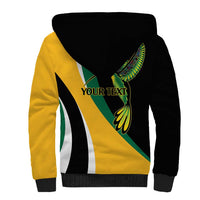 Jamaica Independence Day Personalized Sherpa Hoodie Green and Yellow Tribal Hummingbird - Wonder Print Shop