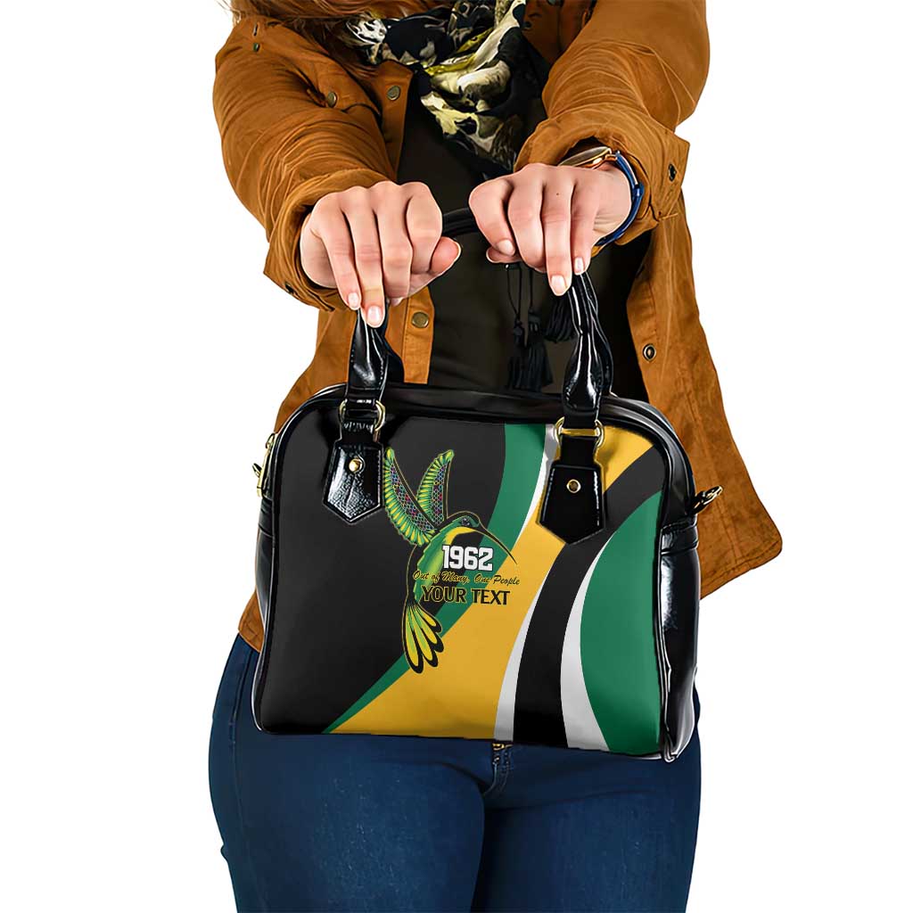 Jamaica Independence Day Personalized Shoulder Handbag Green and Yellow Tribal Hummingbird - Wonder Print Shop