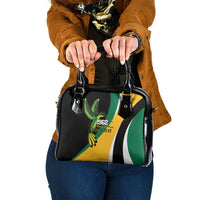 Jamaica Independence Day Personalized Shoulder Handbag Green and Yellow Tribal Hummingbird - Wonder Print Shop