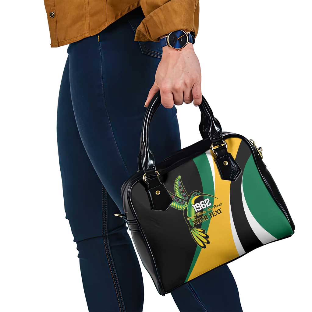 Jamaica Independence Day Personalized Shoulder Handbag Green and Yellow Tribal Hummingbird - Wonder Print Shop