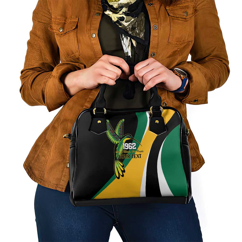 Jamaica Independence Day Personalized Shoulder Handbag Green and Yellow Tribal Hummingbird - Wonder Print Shop