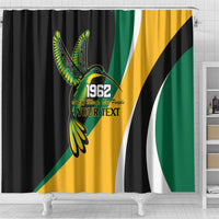 Jamaica Independence Day Personalized Shower Curtain Green and Yellow Tribal Hummingbird - Wonder Print Shop