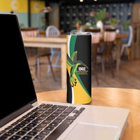 Jamaica Independence Day Personalized Skinny Tumbler Green and Yellow Tribal Hummingbird - Wonder Print Shop