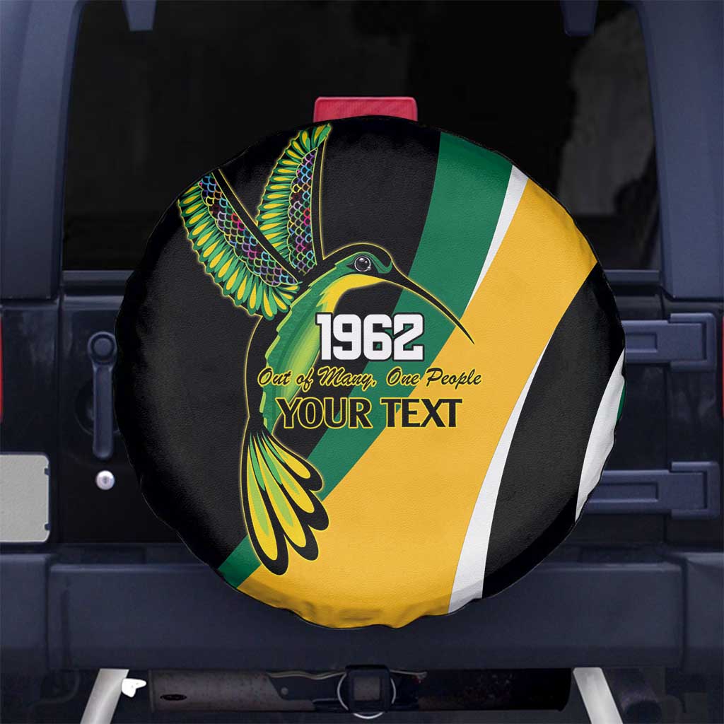 Jamaica Independence Day Personalized Spare Tire Cover Green and Yellow Tribal Hummingbird - Wonder Print Shop