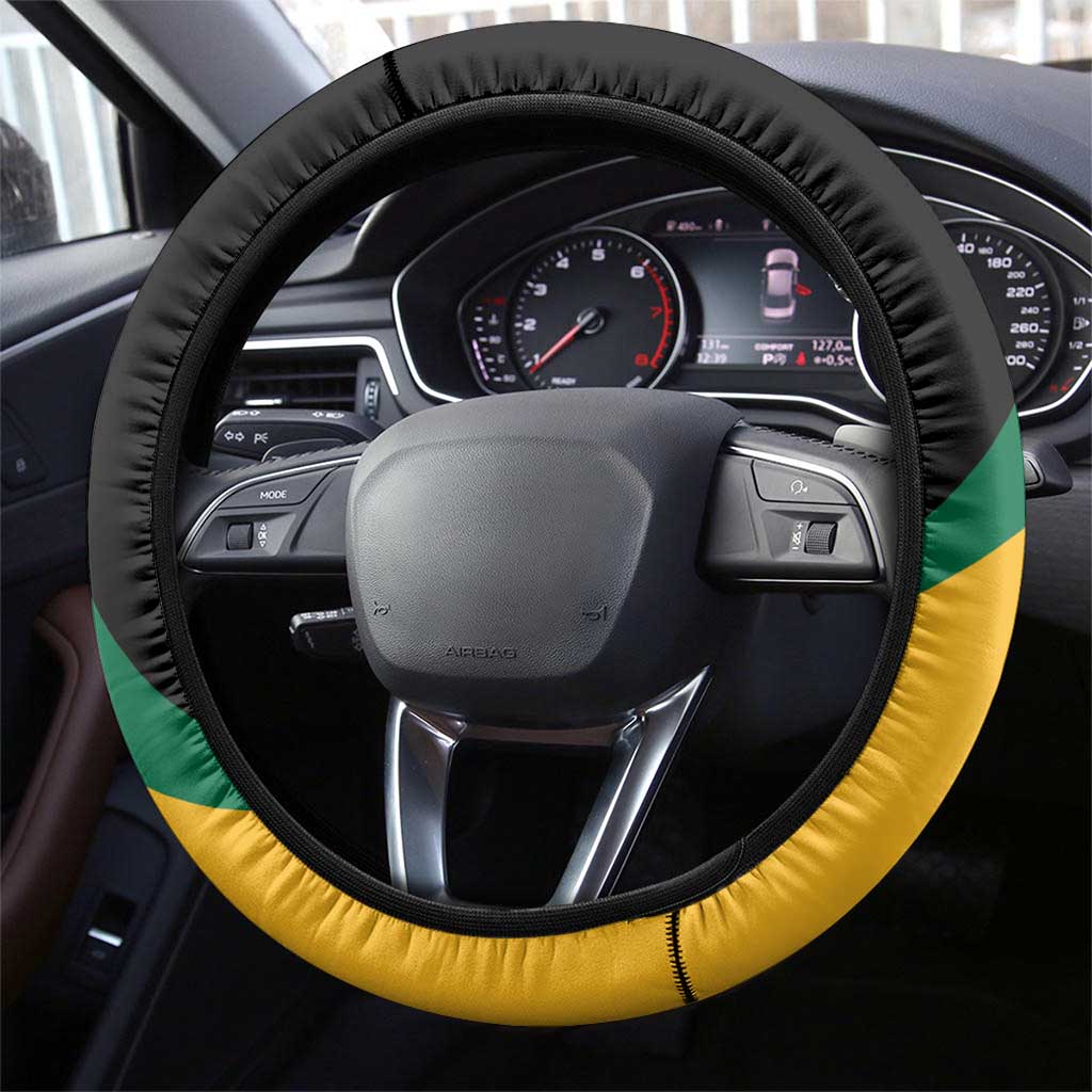 Jamaica Independence Day Steering Wheel Cover Green and Yellow Tribal Hummingbird - Wonder Print Shop