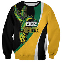 Jamaica Independence Day Personalized Sweatshirt Green and Yellow Tribal Hummingbird - Wonder Print Shop