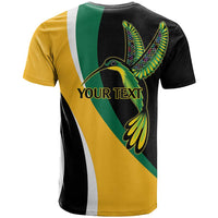 Jamaica Independence Day Personalized T Shirt Green and Yellow Tribal Hummingbird - Wonder Print Shop