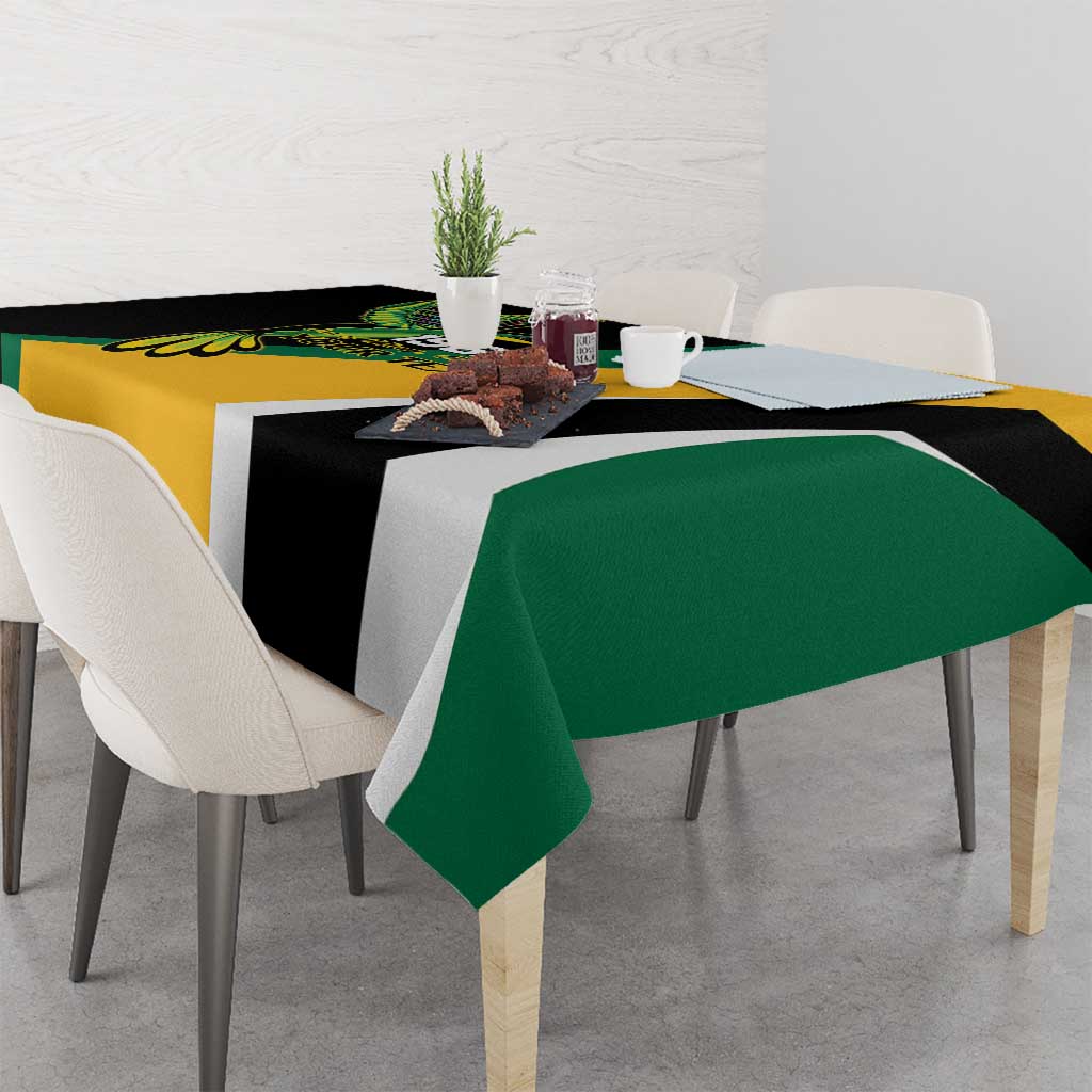 Jamaica Independence Day Personalized Tablecloth Green and Yellow Tribal Hummingbird - Wonder Print Shop