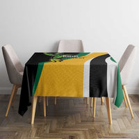 Jamaica Independence Day Personalized Tablecloth Green and Yellow Tribal Hummingbird - Wonder Print Shop