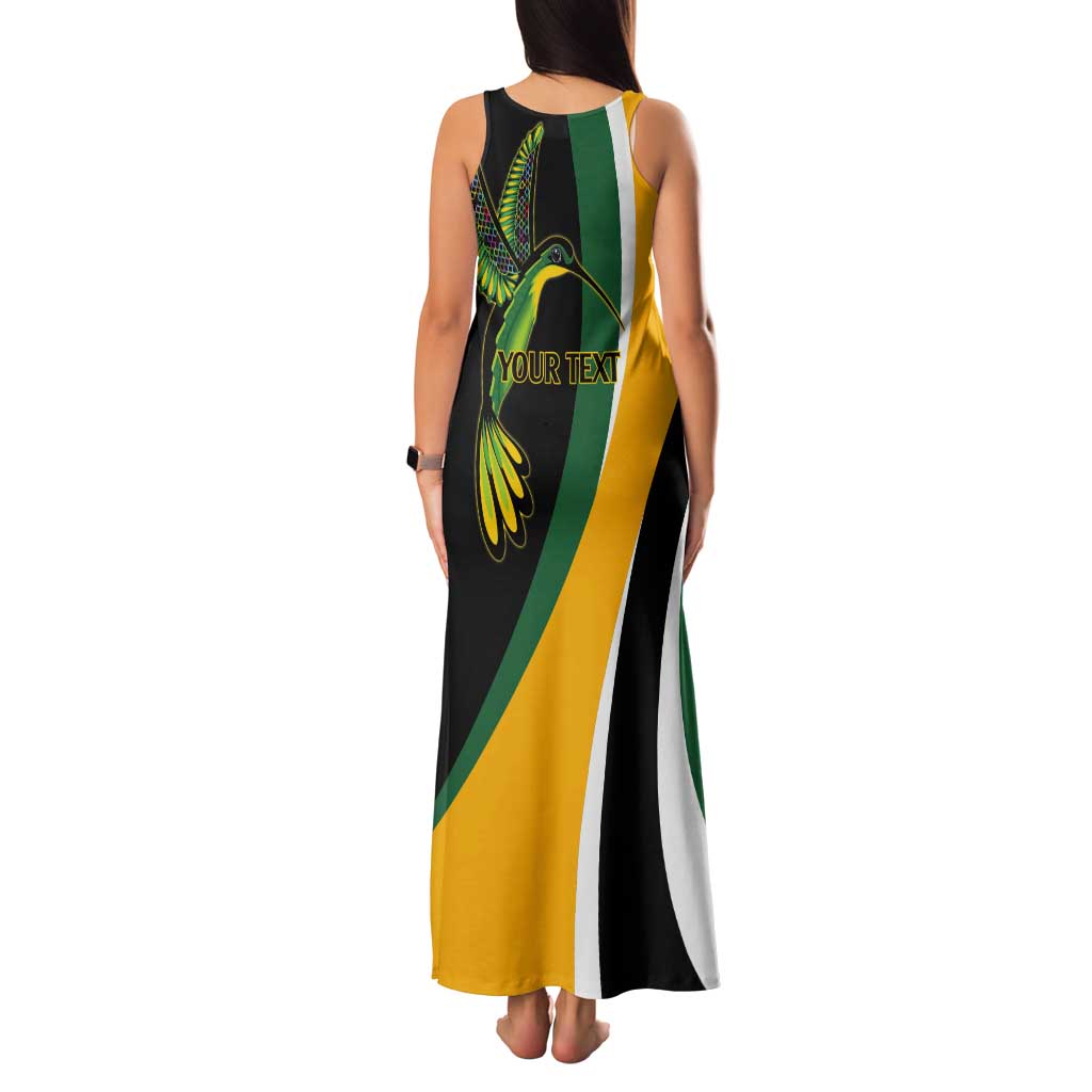 Jamaica Independence Day Personalized Tank Maxi Dress Green and Yellow Tribal Hummingbird - Wonder Print Shop