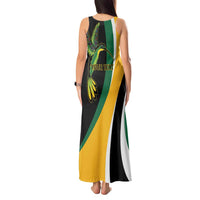 Jamaica Independence Day Personalized Tank Maxi Dress Green and Yellow Tribal Hummingbird - Wonder Print Shop