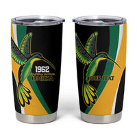 Jamaica Independence Day Personalized Tumbler Cup Green and Yellow Tribal Hummingbird - Wonder Print Shop