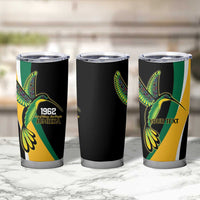 Jamaica Independence Day Personalized Tumbler Cup Green and Yellow Tribal Hummingbird - Wonder Print Shop