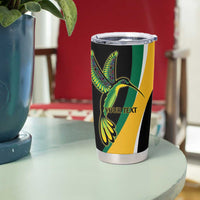 Jamaica Independence Day Personalized Tumbler Cup Green and Yellow Tribal Hummingbird - Wonder Print Shop