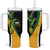 Jamaica Independence Day Personalized Tumbler With Handle Green and Yellow Tribal Hummingbird - Wonder Print Shop