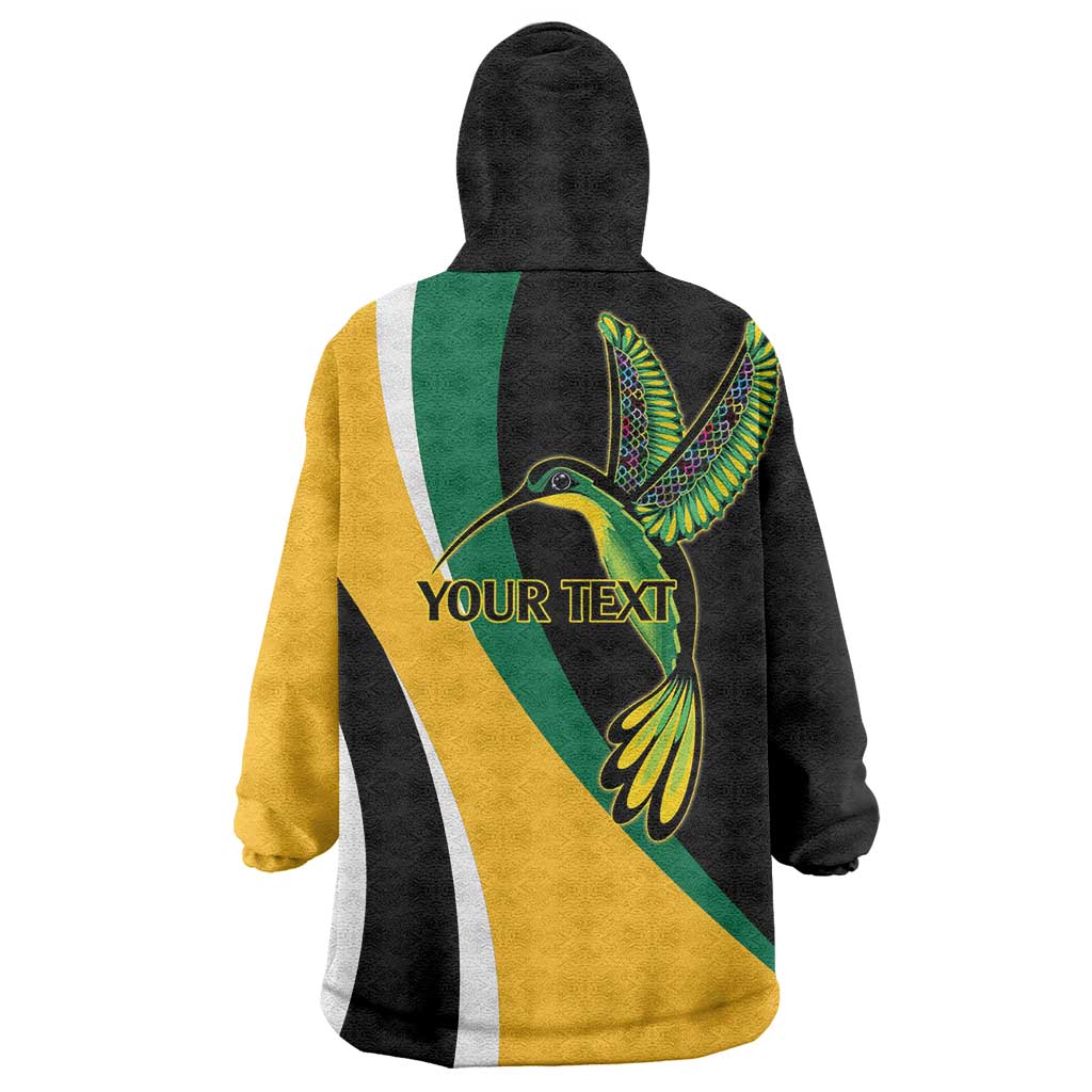 Jamaica Independence Day Personalized Wearable Blanket Hoodie Green and Yellow Tribal Hummingbird - Wonder Print Shop