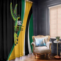 Jamaica Independence Day Personalized Window Curtain Green and Yellow Tribal Hummingbird - Wonder Print Shop