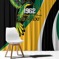 Jamaica Independence Day Personalized Window Curtain Green and Yellow Tribal Hummingbird - Wonder Print Shop