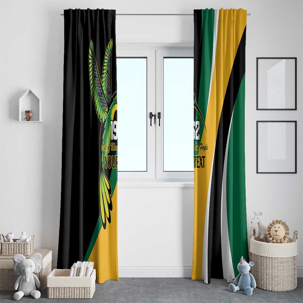 Jamaica Independence Day Personalized Window Curtain Green and Yellow Tribal Hummingbird - Wonder Print Shop