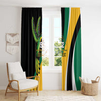Jamaica Independence Day Personalized Window Curtain Green and Yellow Tribal Hummingbird - Wonder Print Shop