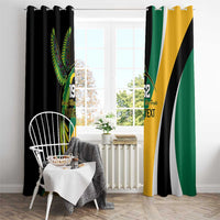 Jamaica Independence Day Personalized Window Curtain Green and Yellow Tribal Hummingbird - Wonder Print Shop