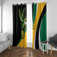 Jamaica Independence Day Personalized Window Curtain Green and Yellow Tribal Hummingbird - Wonder Print Shop