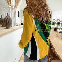 Jamaica Independence Day Personalized Women Casual Shirt Green and Yellow Tribal Hummingbird - Wonder Print Shop