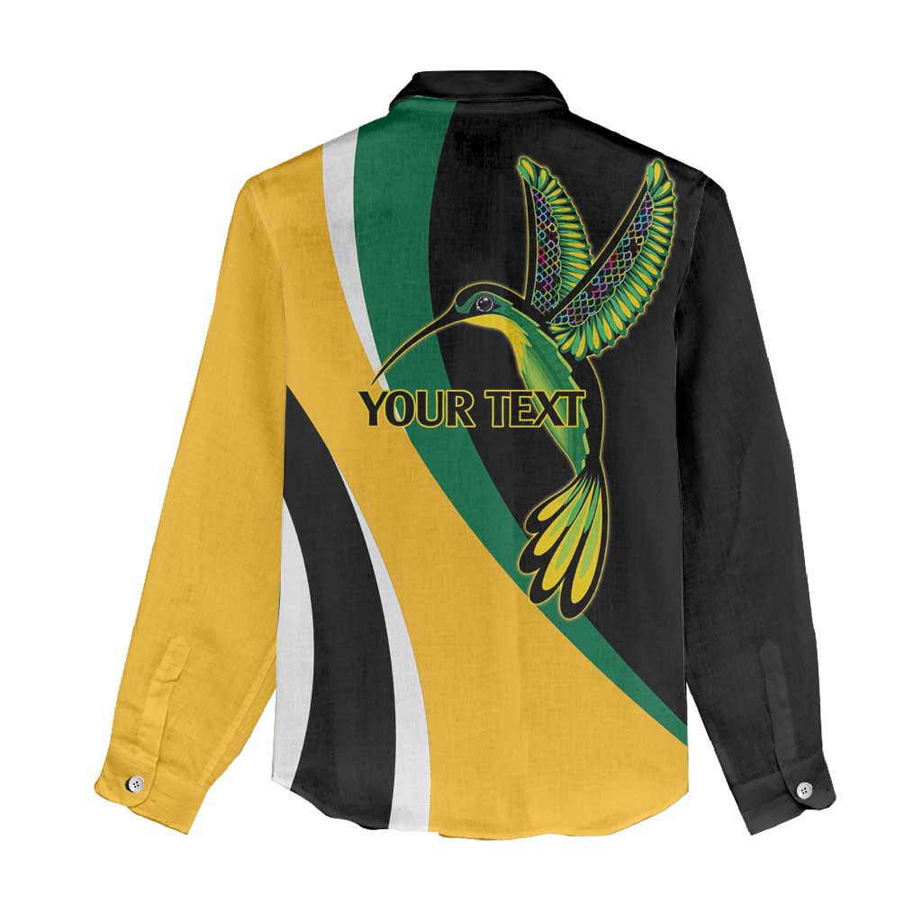Jamaica Independence Day Personalized Women Casual Shirt Green and Yellow Tribal Hummingbird - Wonder Print Shop
