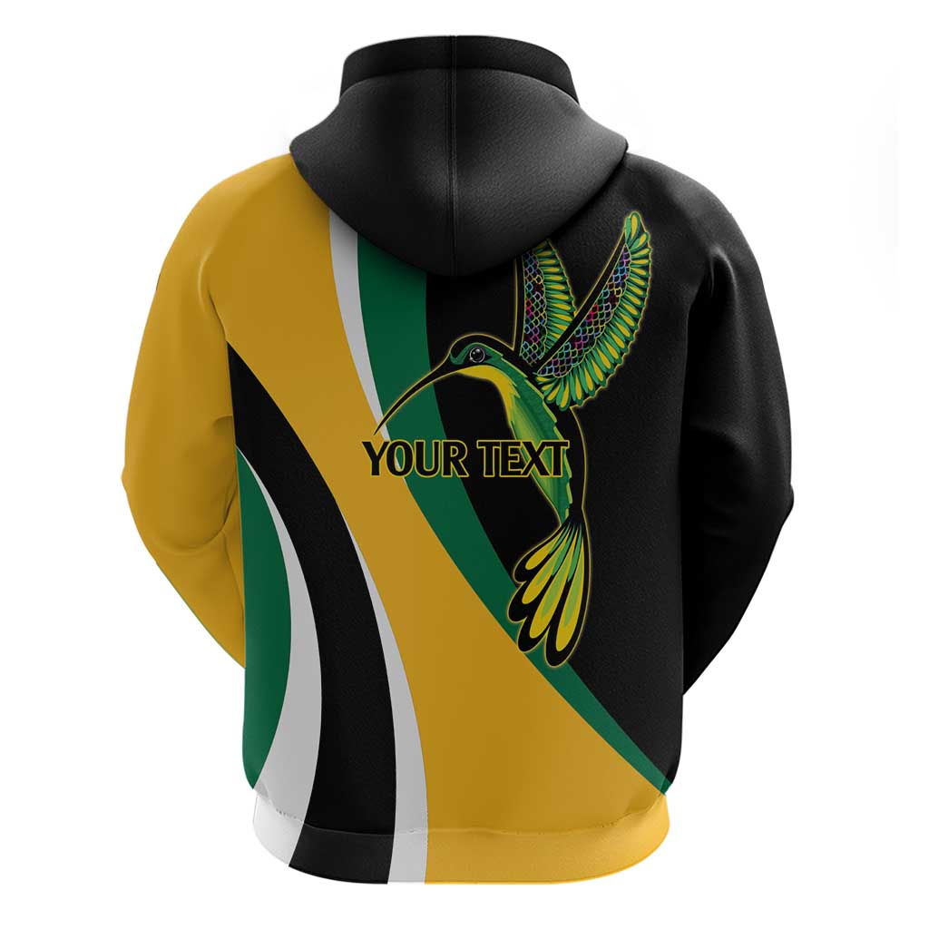 Jamaica Independence Day Personalized Zip Hoodie Green and Yellow Tribal Hummingbird - Wonder Print Shop