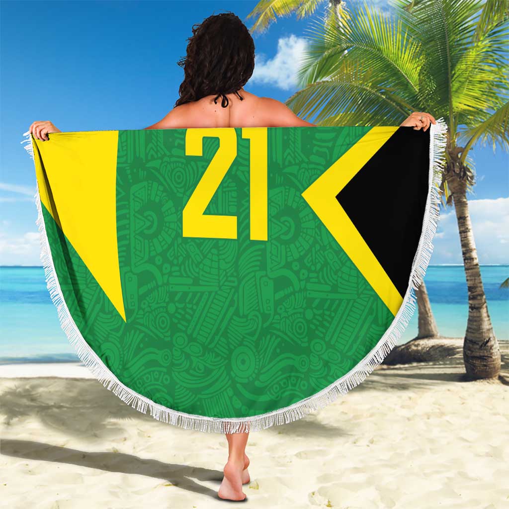 Golden Jaguars Fan Pride Custom Beach Blanket Support Green Gold and Glory - Wonder Print Shop