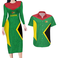 Golden Jaguars Fan Pride Custom Couples Matching Long Sleeve Bodycon Dress and Hawaiian Shirt Support Green Gold and Glory - Wonder Print Shop